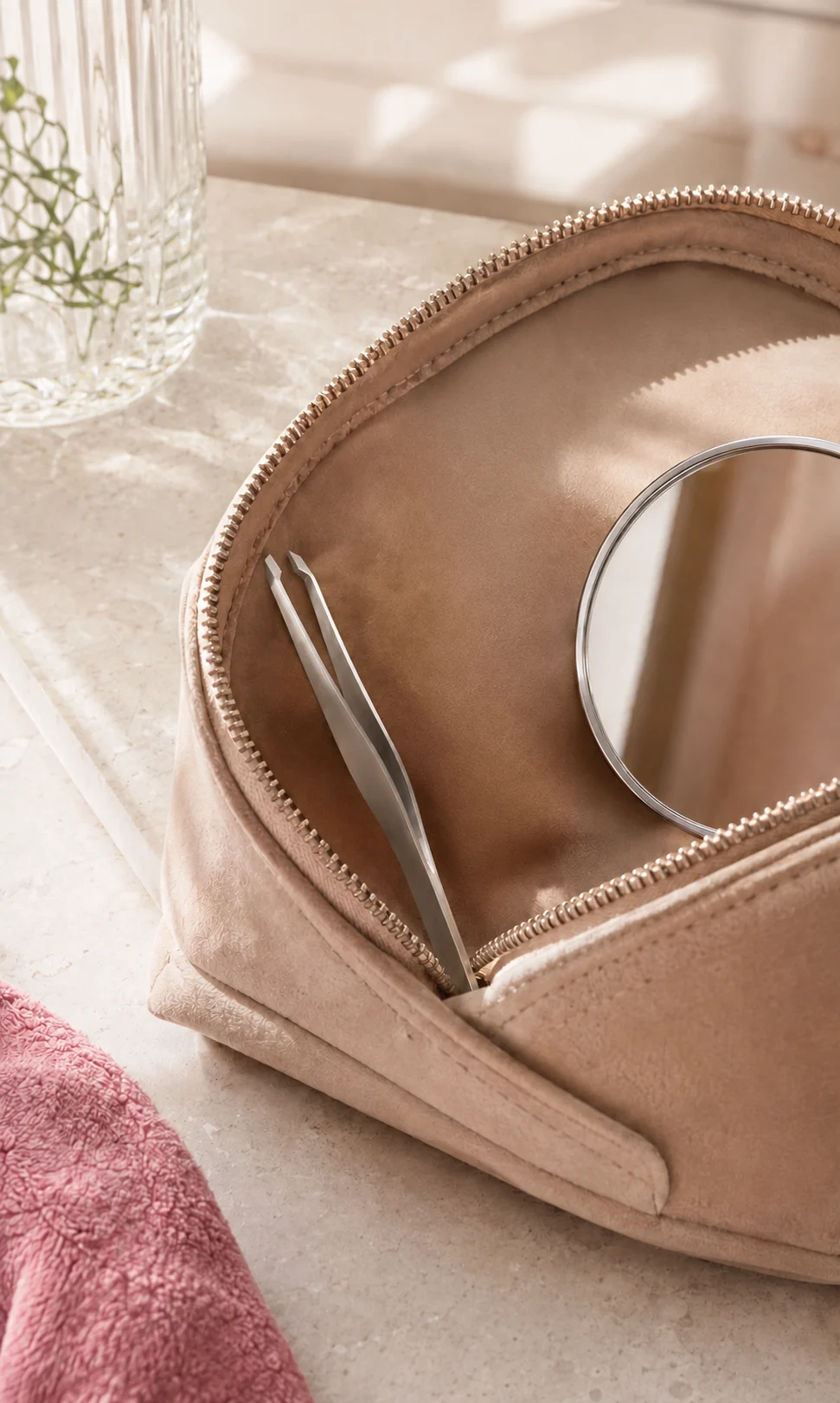 Le Kit Dermo-Ciblé rangé dans un sac, prêt à rester à portée de main